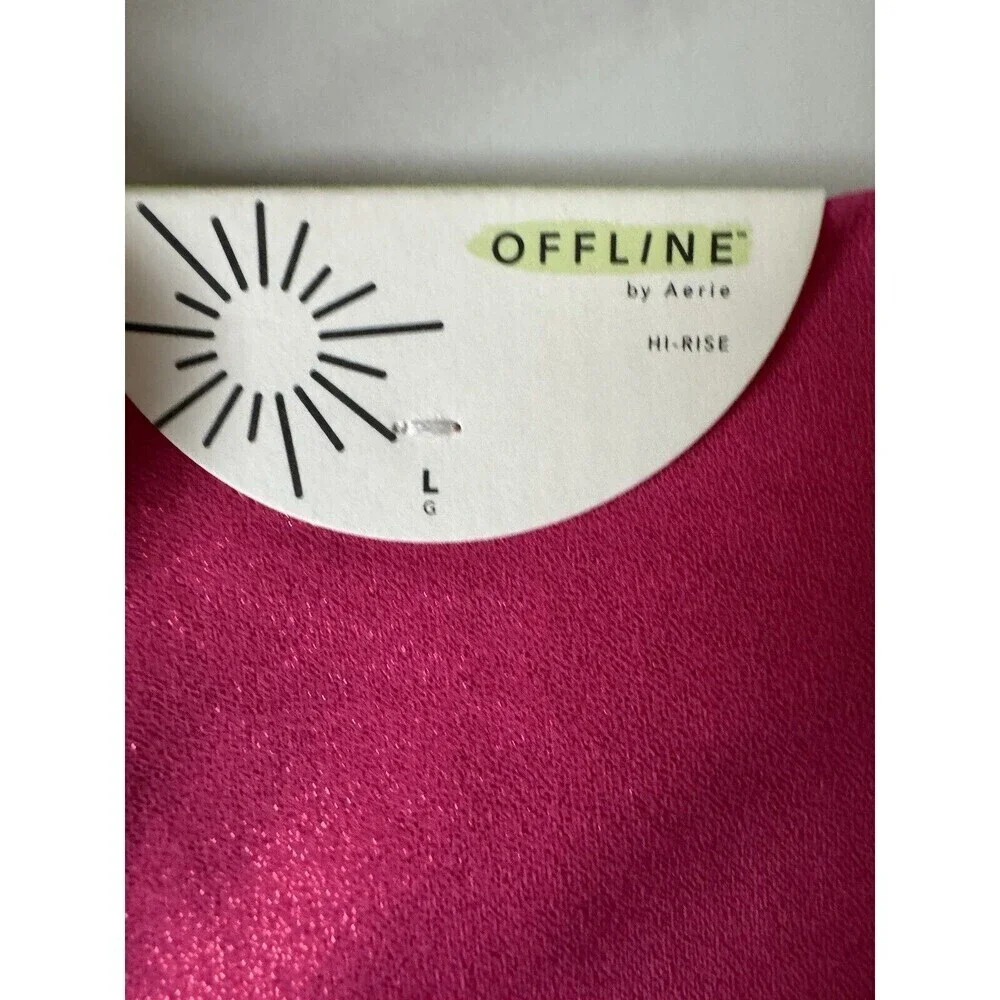 OFFLINE By Aerie Real Me Liquid Shine Cropped Legging fuchsia pink size large